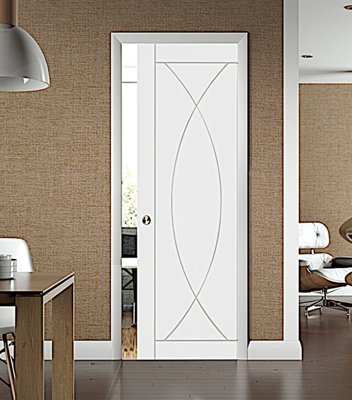 Pesaro White Solid Panel Fire Rated Pocket Door System 