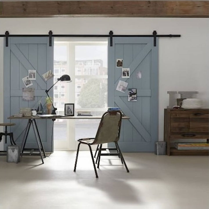 Matt Black Double Door Sliding Track for Double Doors 