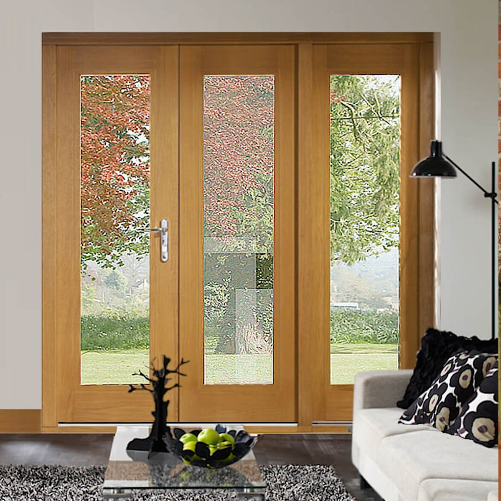 LA PORTE OAK 5FT FRENCH DOORS WITH 1 SIDE PANEL