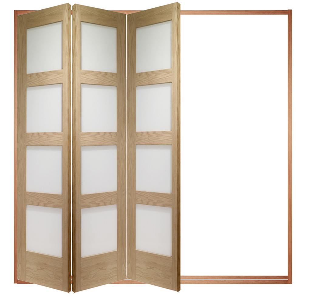 3 Leaf Oak Shaker 4L Clear Glazed Bi-Folding Set