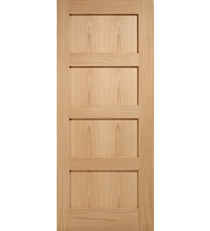 Contemporary Oak 4 Panel Fire Door