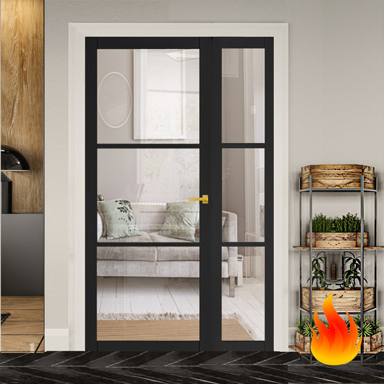 Industrial Style Extra Slim 3L Offset Fire Door Pair