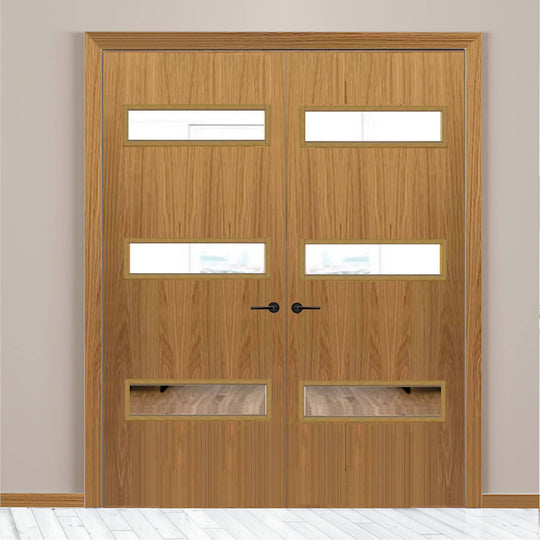 Custom Made Oak 3 Light Pair