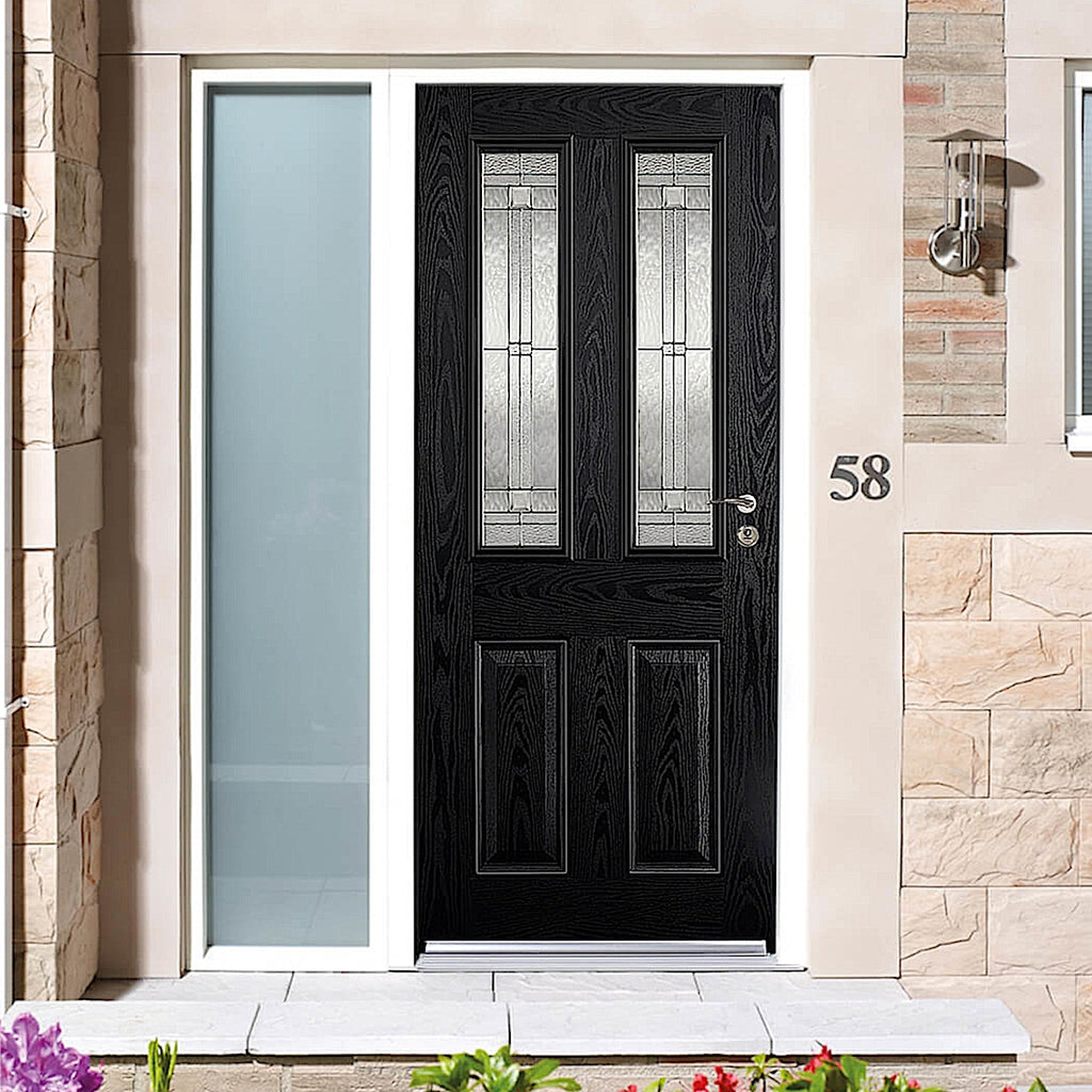 GRP Black Malton 2 Light Composite External Door