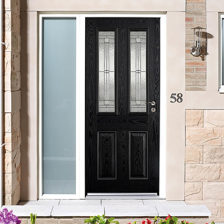 GRP Black Malton 2 Light Composite External Door