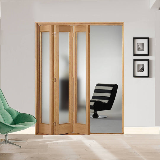 3 Leaf Oak Marston Frosted Glazed Bi-Folding Set