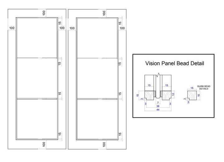 Industrial Style Extra Slim 3L Fire Door Pair