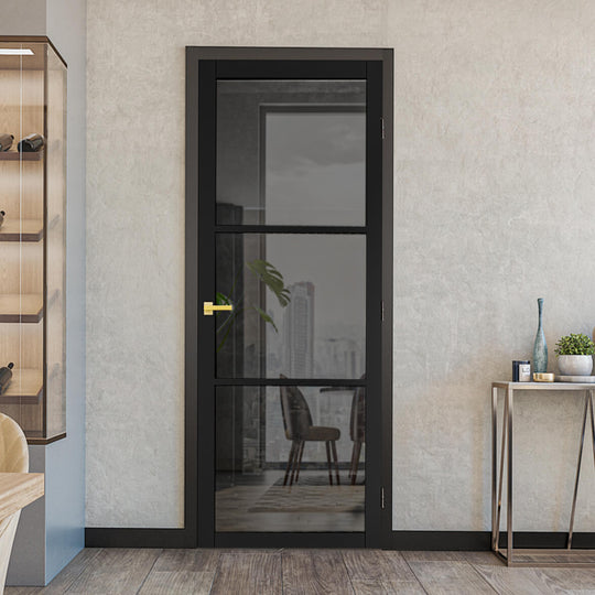 Black 3L Tinted Glazed Industrial Style Door