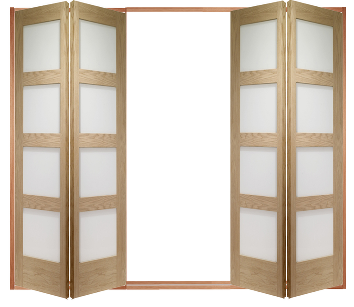 4 Leaf Oak Shaker 4L Clear Glazed Bi-Folding Set
