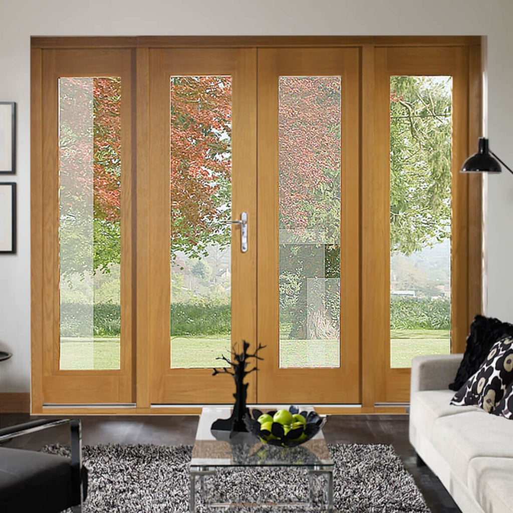 La Porte Oak 5ft French Doors With 2 Side Panels