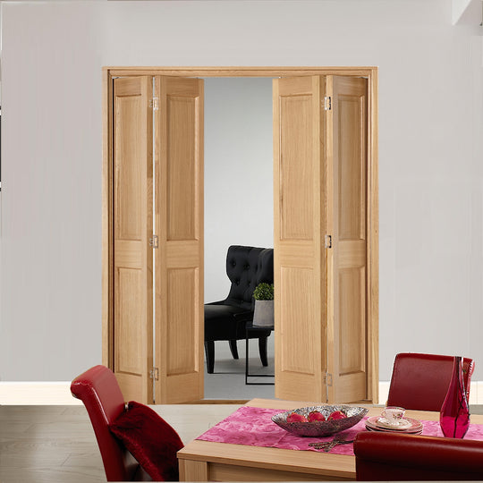 4 Leaf Oak Victorian 2 Panel Bi-Folding Set