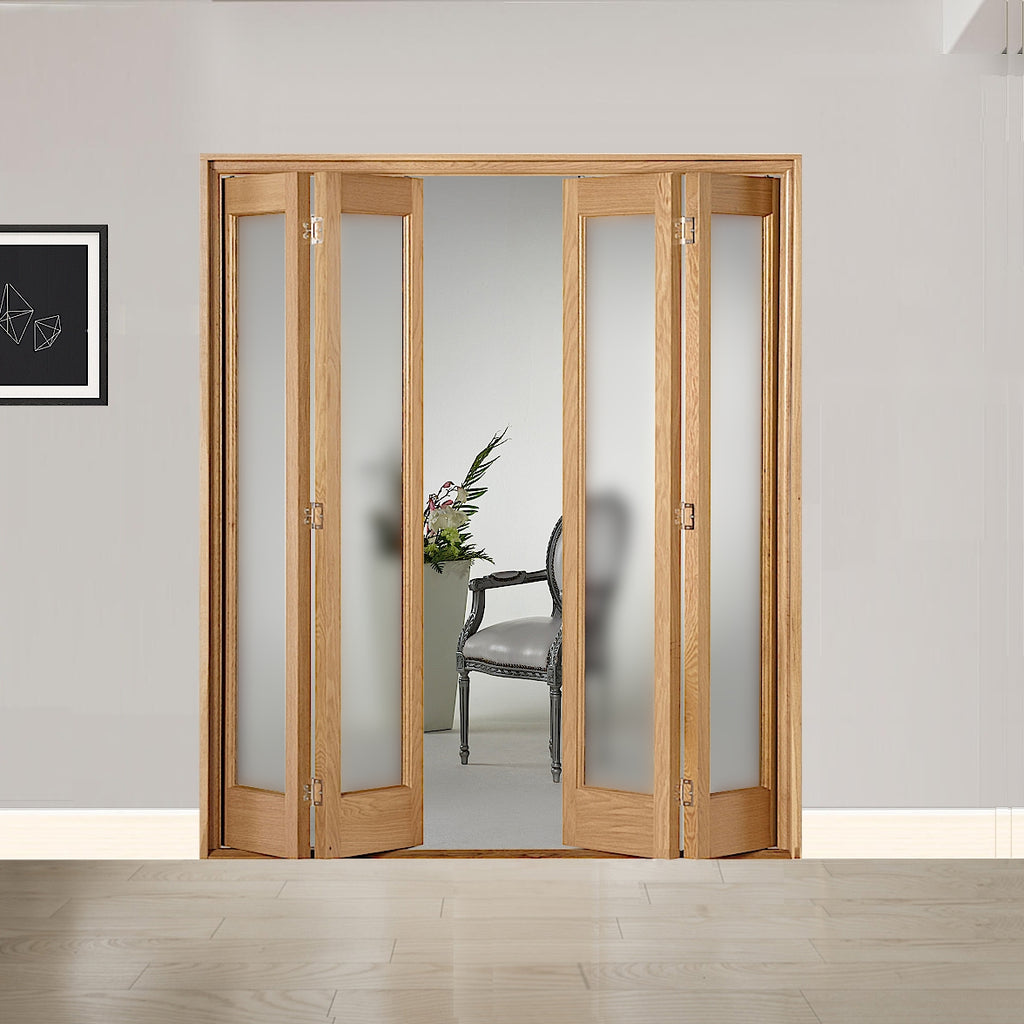 4 Leaf Oak Marston Frosted Glazed Bi-Folding Set