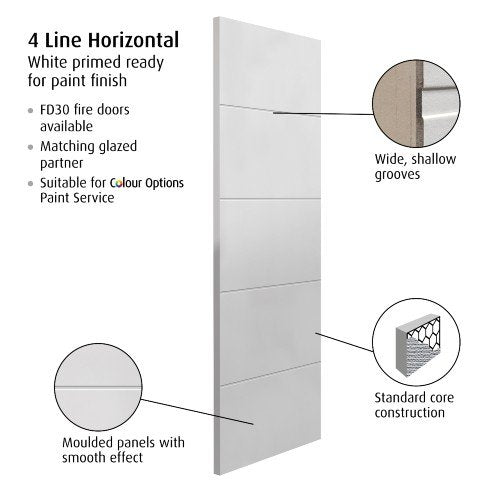 Moulded Horizontal 4 Line Fire Door