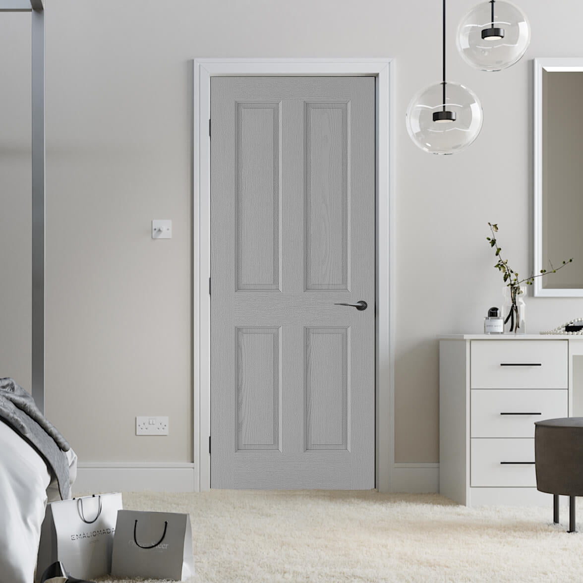 Textured 4 Panel Internal Door | 4 Panel Grey Textured Door | Emerald Doors