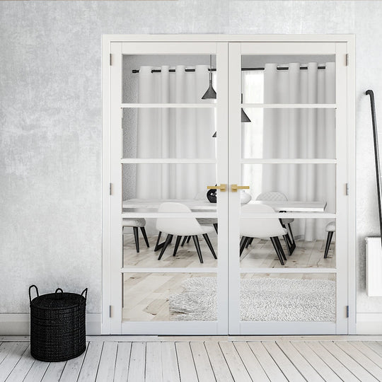 White 5L Clear Glazed Custom Made Industrial Style Door Pair