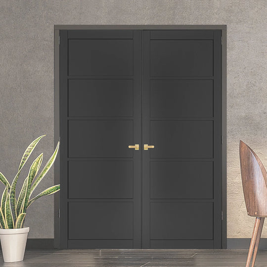 Black 5 Panel Industrial Style Door Pair
