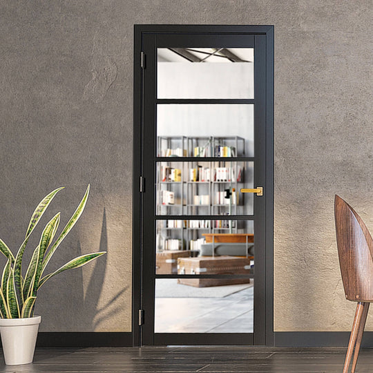 Black 5L Clear Glazed Industrial Style Door