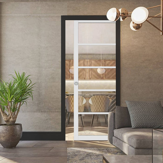 White 5L Clear Glazed Pocket Door Set