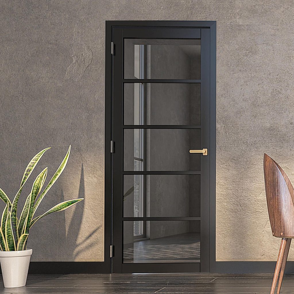 Black 5L Tinted Glazed Industrial Style Door
