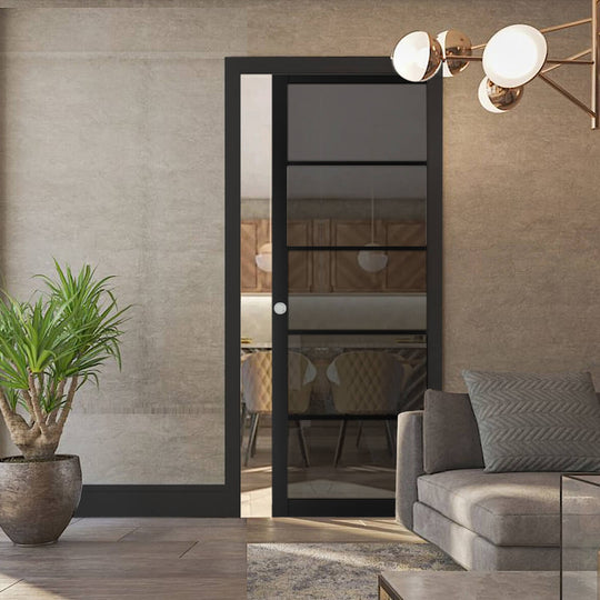 Black 5L Tinted Glazed Pocket Door Set