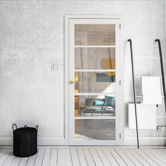 White 5L Clear Glazed Industrial Style Door