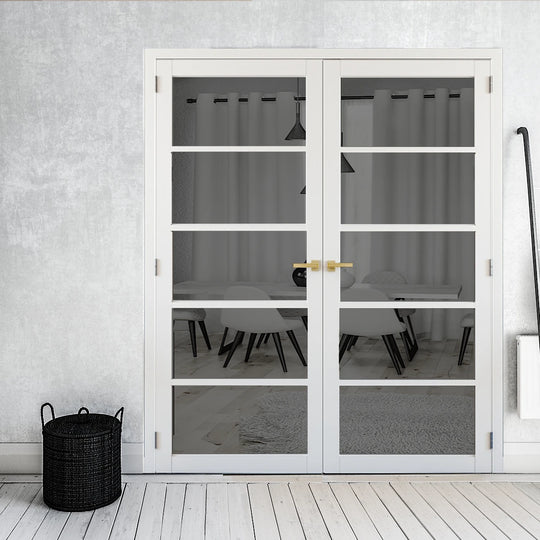 White 5L Tinted Glazed Industrial Style Door Pair