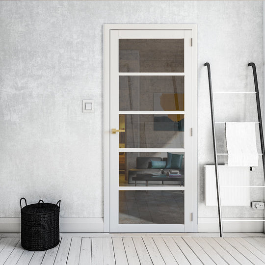 White 5L Tinted Glazed Custom Made Industrial Style Door