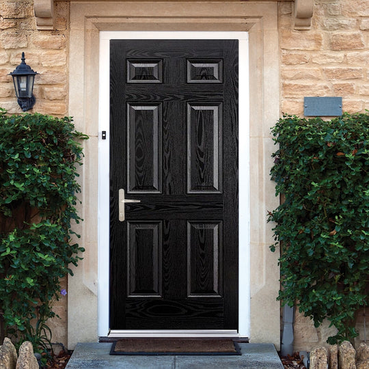 GRP 6 Panel Black and White Composite External Door