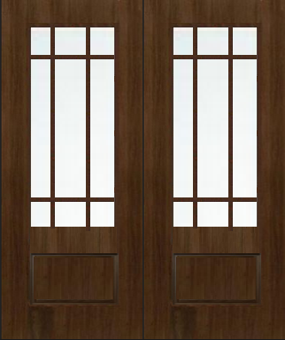 Custom Made Walnut 9 Light Fire Door Pair