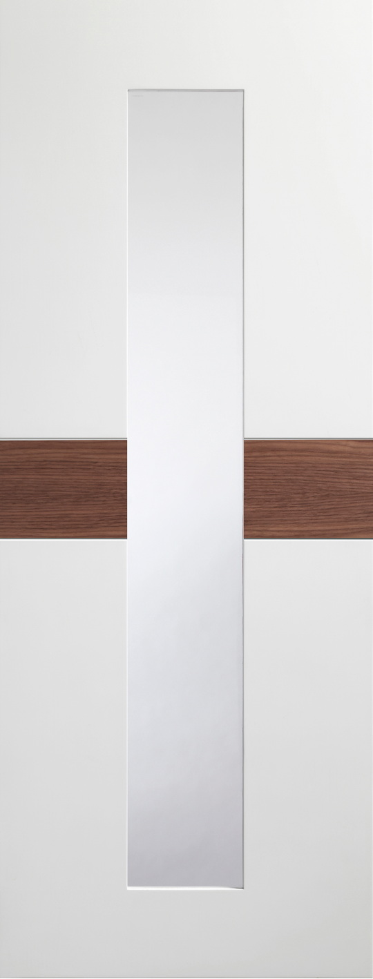 Asti White Clear Glazed Door with Walnut Insert