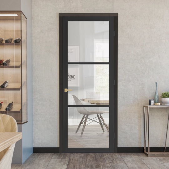 Black 3L Clear Glazed Custom Made Industrial Style Door