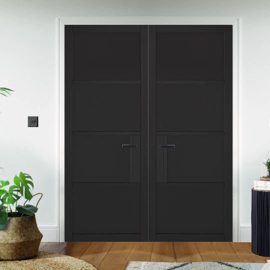 Black Chelsea 4 Panel Internal Door Pair