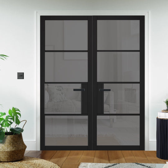 Black Chelsea 4L Internal Door Pair with Tinted Glass