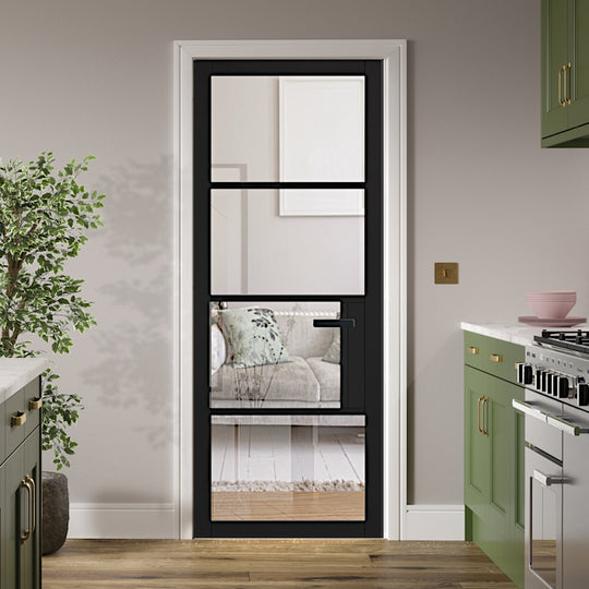 Black Chelsea 4L Clear Glazed Internal Door