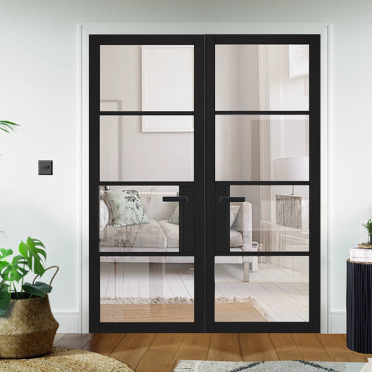 Black Chelsea 4L Clear Glazed Door Pair