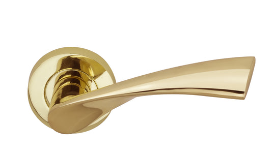 Yvette Lever On Round Rose Polished Brass