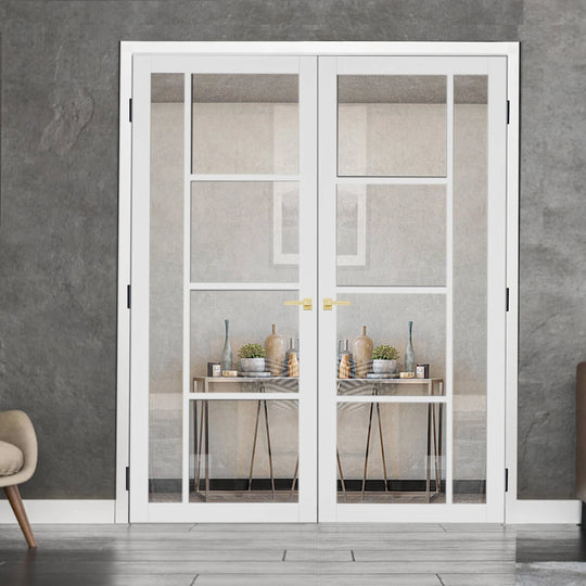 Enova White Clear Glazed Custom Made Industrial Style Door Pair