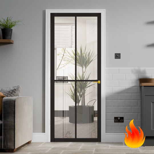 Industrial Style Extra Slim Cross Bar Fire Door