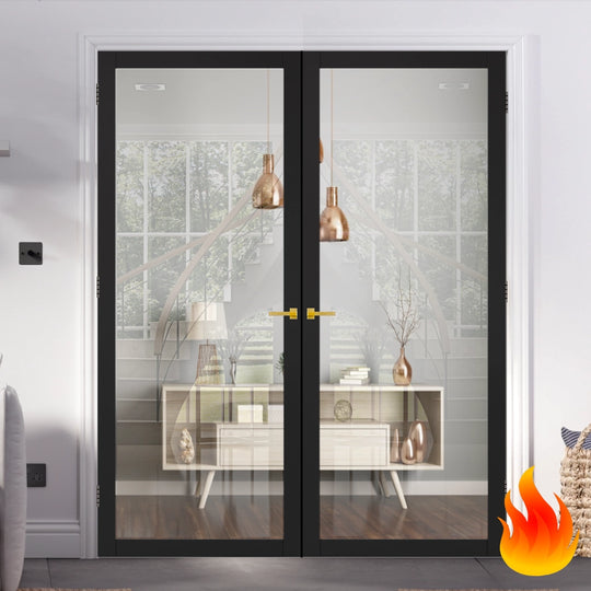 Industrial Style Extra Slim Pattern 10 Fire Door Pair