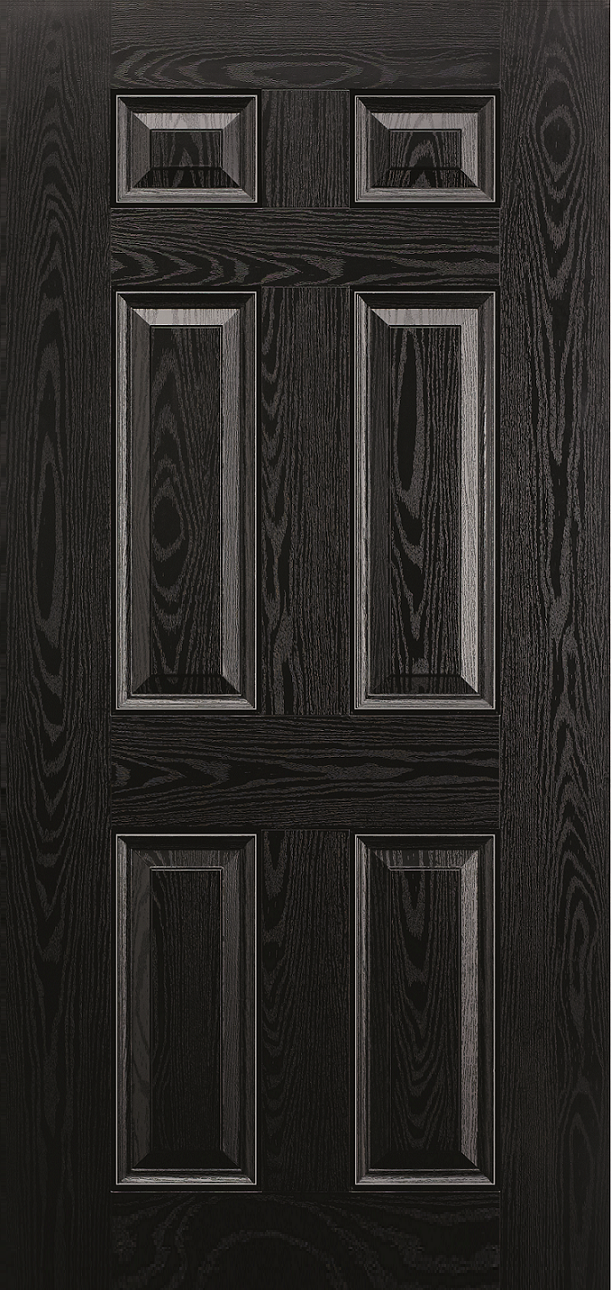 GRP 6 Panel Black and White Composite External Door