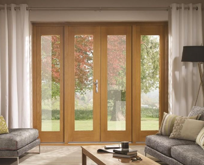 La Porte Oak 4ft French Doors With 2 Side Panels