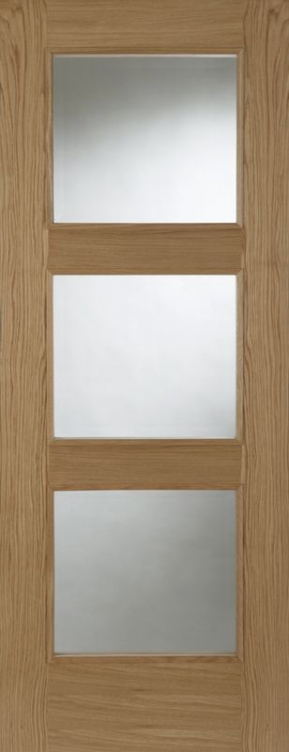 Madrid 3L Oak Clear Glazed Fire Door
