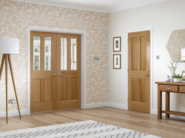Oak Malton French Door with Clear Bevelled Glass