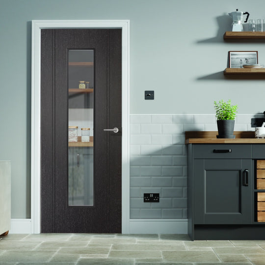 Monaco Black Laminate Glazed Door