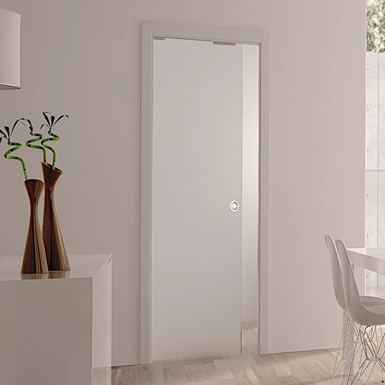 Single Satin Glass Pocket Door System