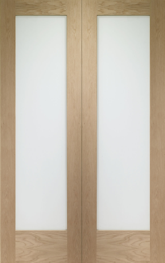 Oak Pattern 10 French Doors with Obscure Glass 
