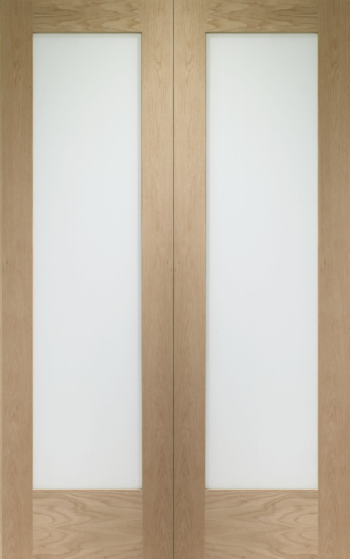 Oak Pattern 10 French Doors with Obscure Glass 