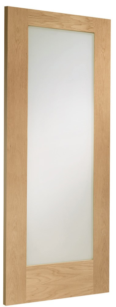 Oak Pattern 10 Sliding Door System with Fixed Panel (clear glass)