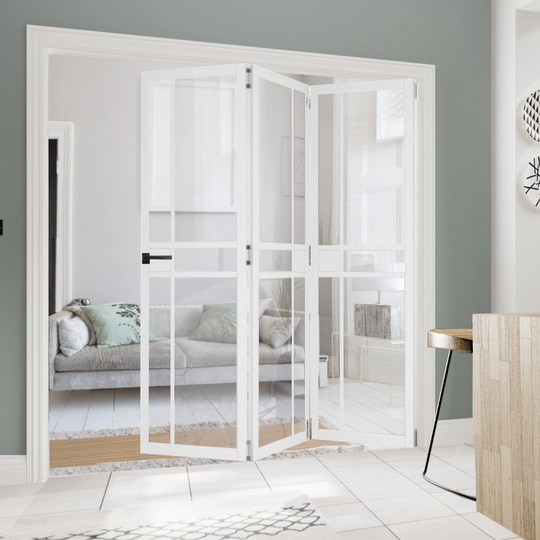 Pryda White Clear Glazed Industrial Style Room Divider