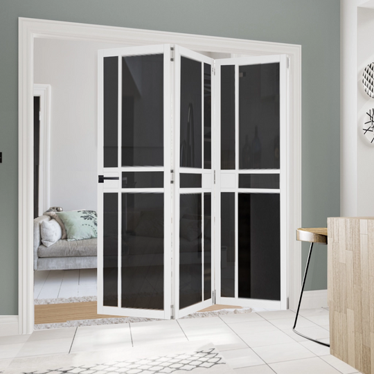 Pryda White Tinted Glazed Industrial Style Room Divider